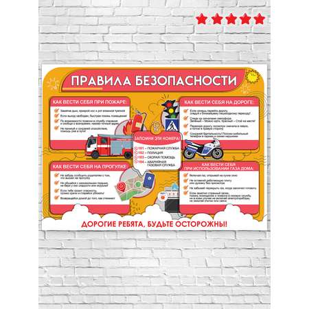 Плакат HAPPY правила безопасности оформление класса