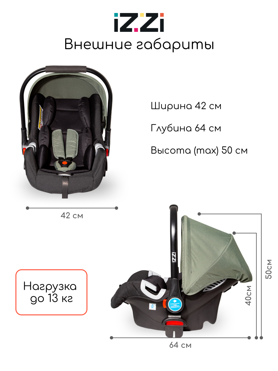 Автокресло iZZi Автолюлька 0 (0 -13 кг) бежевый - фото 4