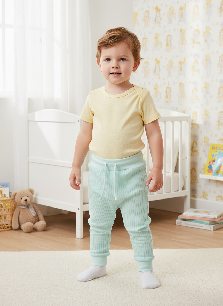 Изображение товара Детские штанишки и ползунки для малышей 68 см, мягкий хлопковый трикотаж, Утенок