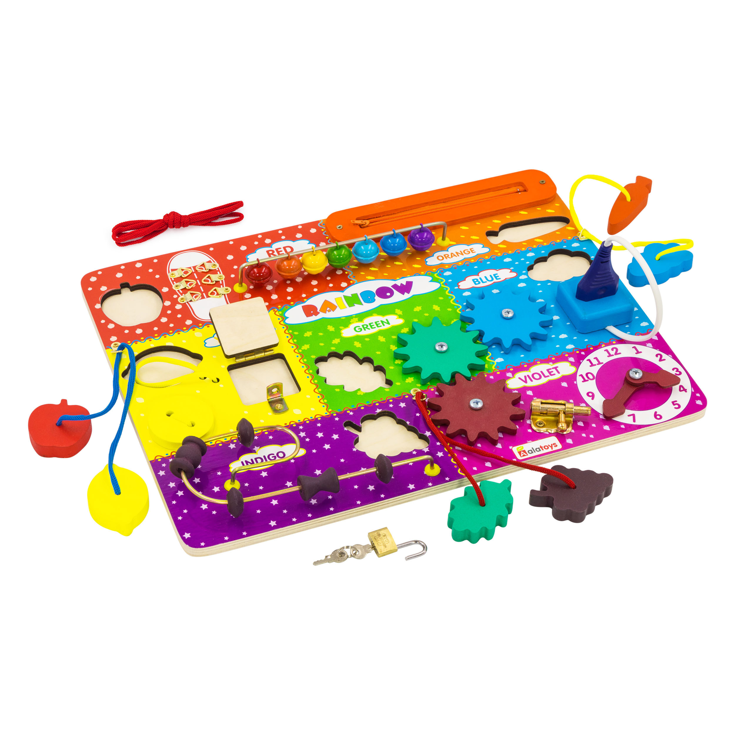 Игрушка Alatoys бизиборд РАДУГА на английском языке - фото 6