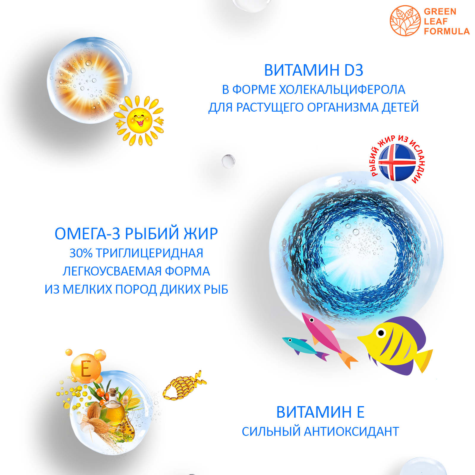 Омега 3 витамины для детей Green Leaf Formula рыбий жир с витамином D3 и Е со вкусом клубники 60 капсул - фото 4