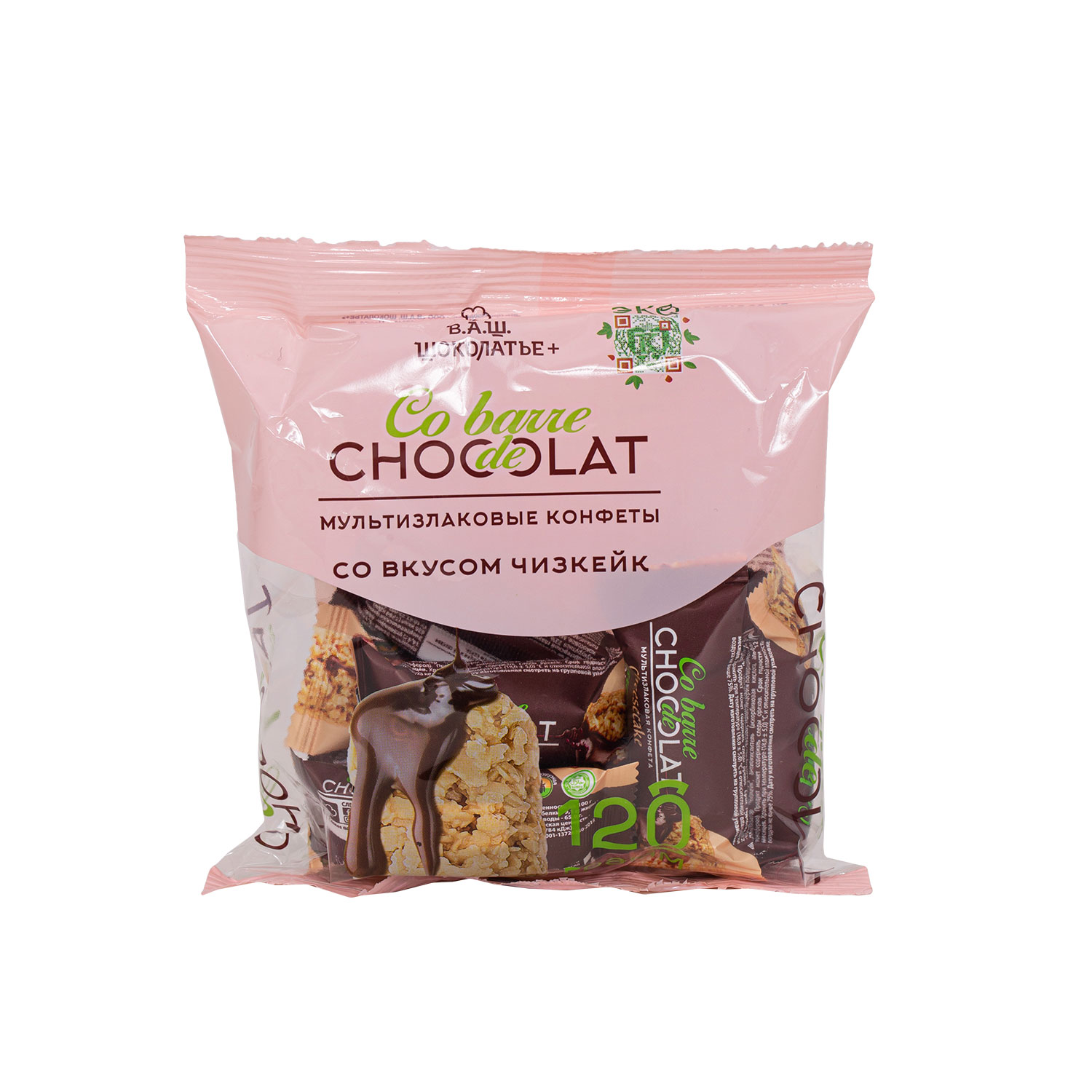 Мультизлаковые конфеты Co barre de CHOCOLAT Глазированные темной кондитерской глазурью со вкусом Чизкейк 120 г - фото 1
