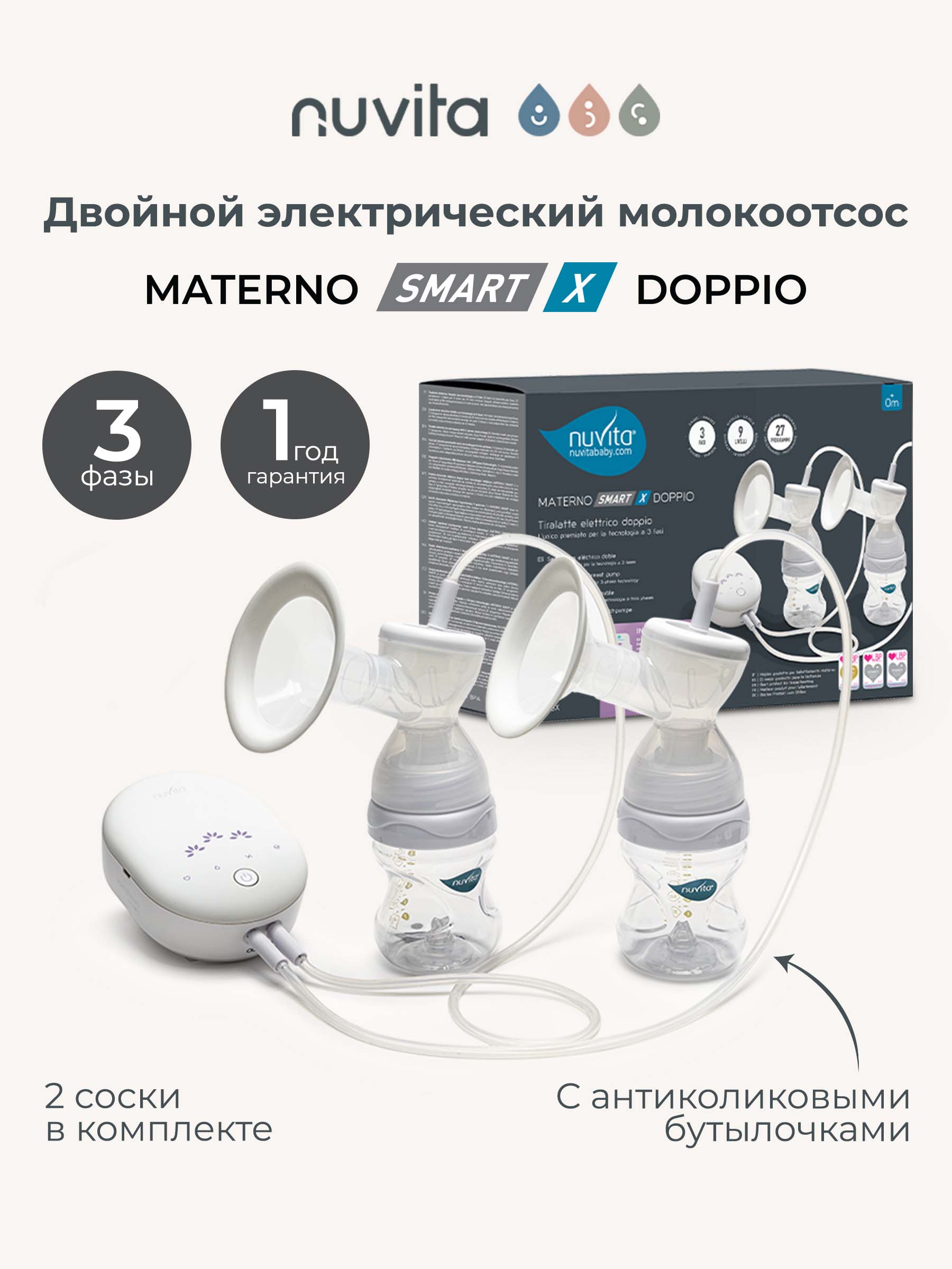Молокоотсос электрический Nuvita Materno Smart X Doppio - фото 1