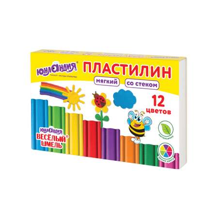 Пластилин Юнландия восковой 12 цв.