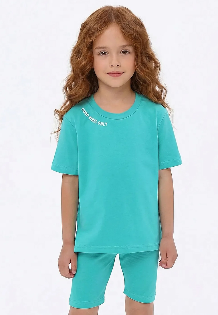 Изображение товара Летний костюм для девочки YOULALA 116 легкий хлопковый комплект