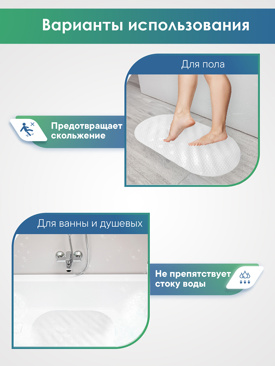 Коврик для ванной VILINA белый 0.38 x 0.68 см 1 шт. - фото 7