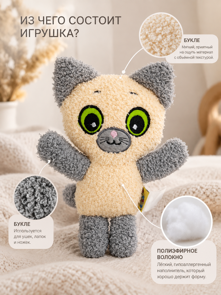 Мягкая игрушка Штучки к которым тянутся ручки кот - фото 2