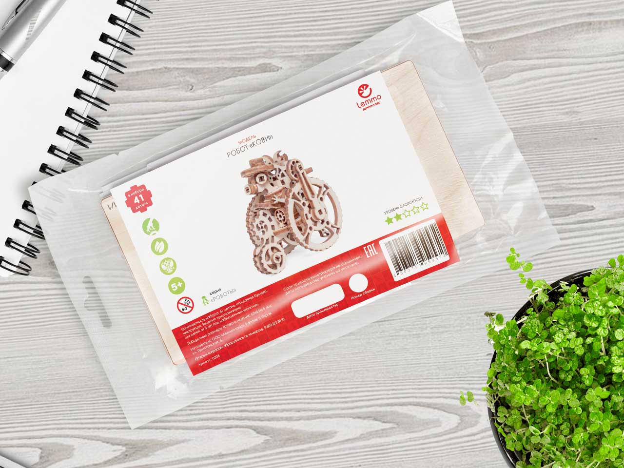 Конструктор Lemmo Крипики Робот Кови деревянный - фото 5