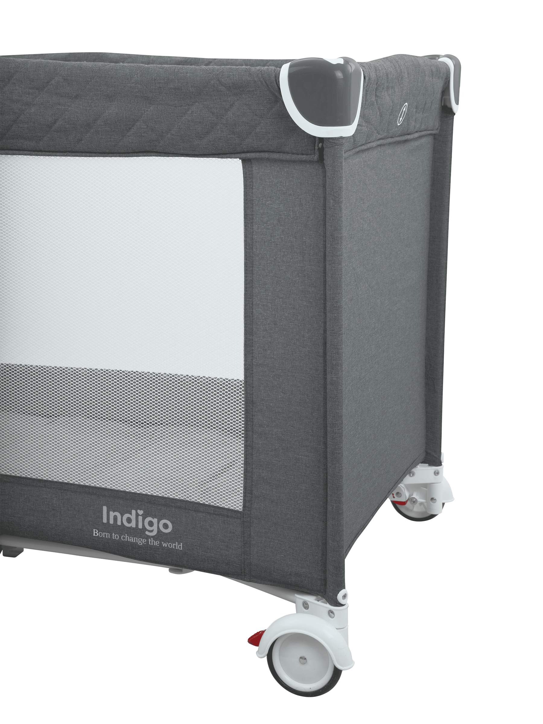 Манеж кровать детский Indigo Fortuna лен 2 уровня серый 4657833591371 - фото 18