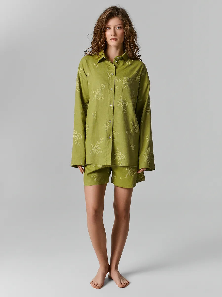 Шорты Mark Formelle (Марк Формэль) 522250/цветы на оливковом - фото 1