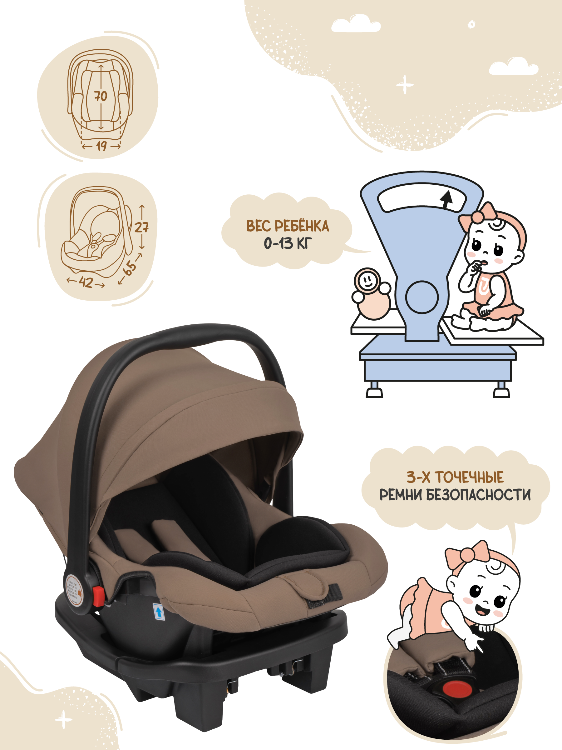 Коляска трансформер JOVOLA Truck, перекидная ручка бежевый - фото 4