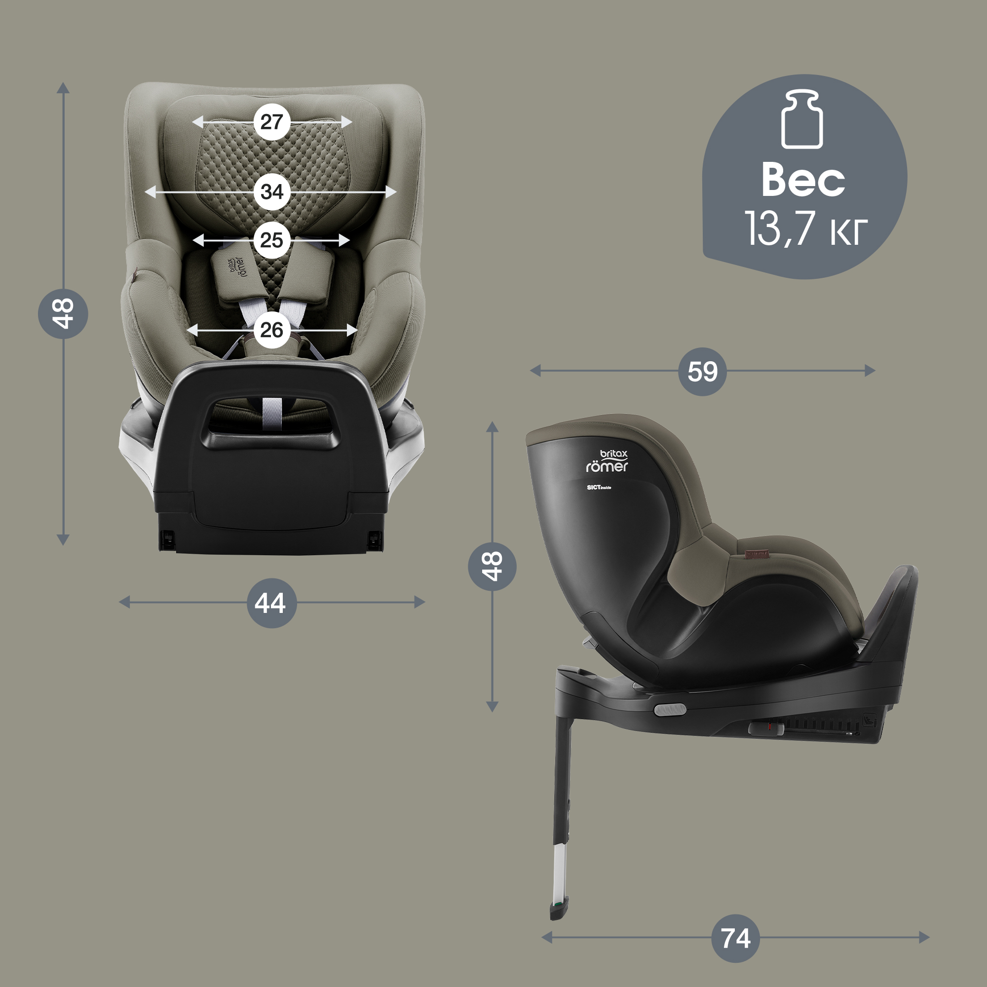 Автокресло Britax Roemer Dualfix Pro Lux Urban Olive 0+ Isofix 0+/1 (0-18 кг) хаки - фото 12