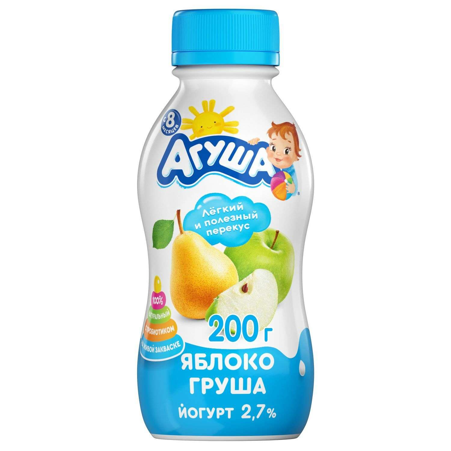 Йогурт питьевой Агуша яблоко-груша 0.2л с 8месяцев - фото 1