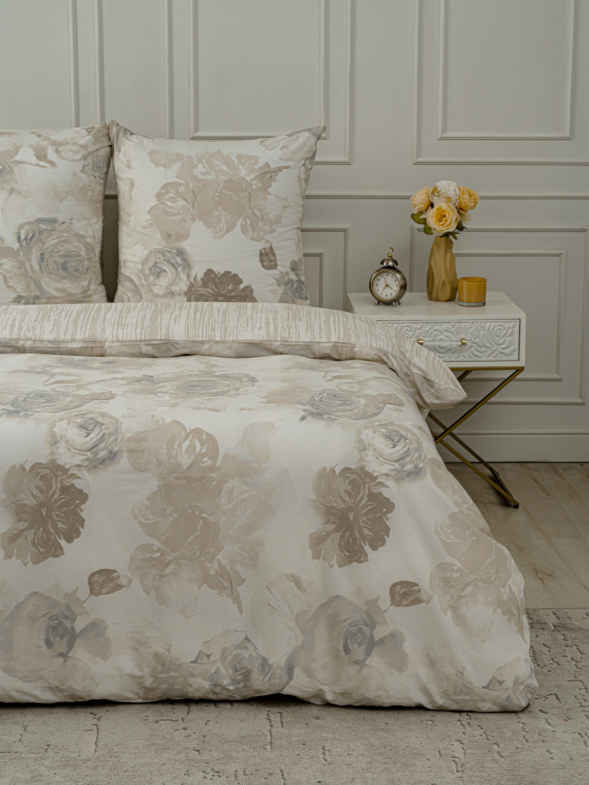 Комплект постельного белья LOVEBERRY Монохромные цветы евро 4 предм. - фото 5