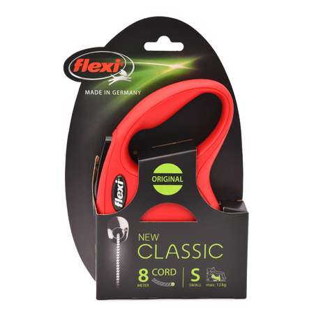 Рулетка Flexi New Classic S трос 8м до 12кг Красная