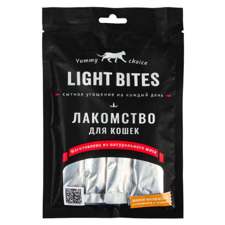 Лакомство для кошек LIGHT BITES 40г мини-колбаски с пюре с курицей и говядиной