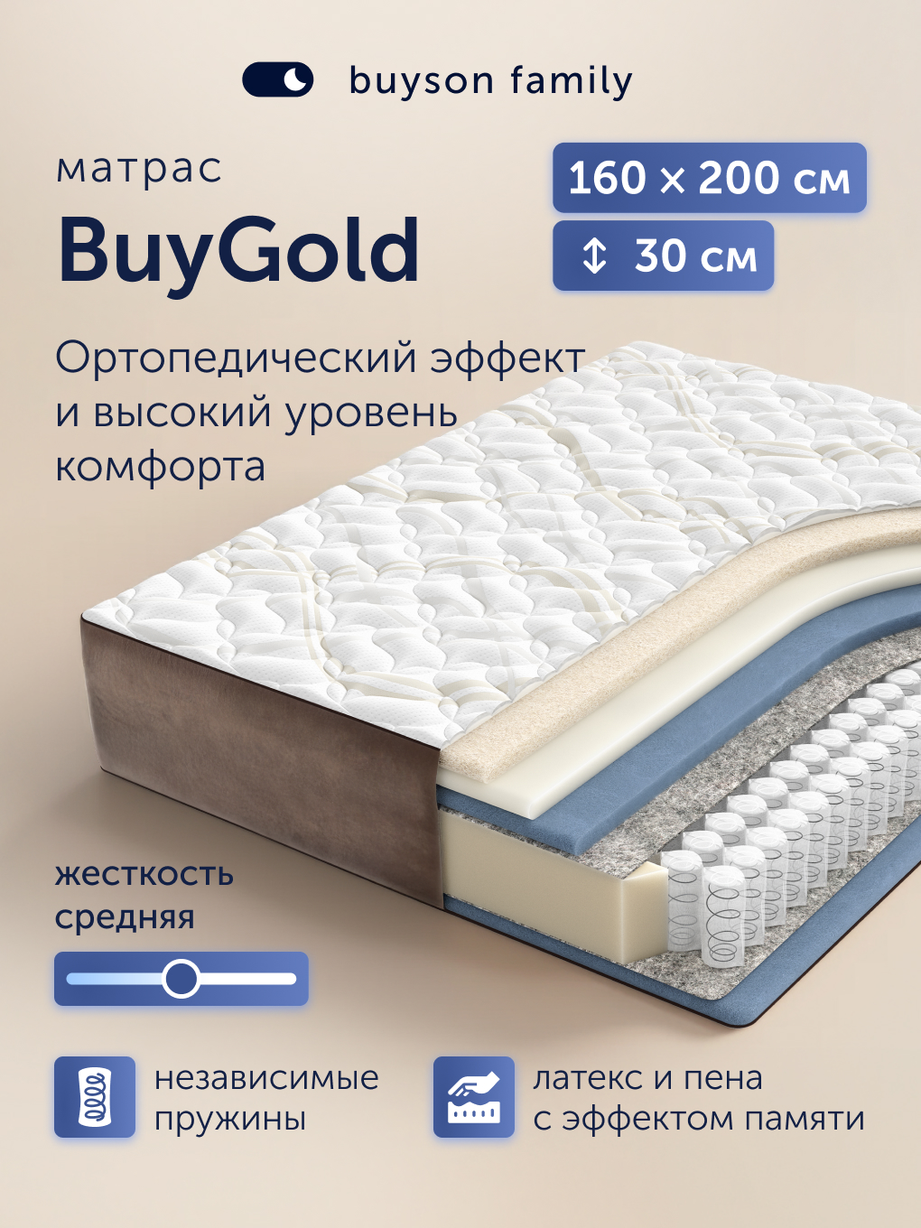 Матрас buyson BuyGold 160х200 - фото 1