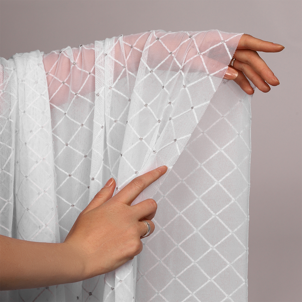 Ткань TBY Сетка эластичная цвет белый уп.1м - фото 7