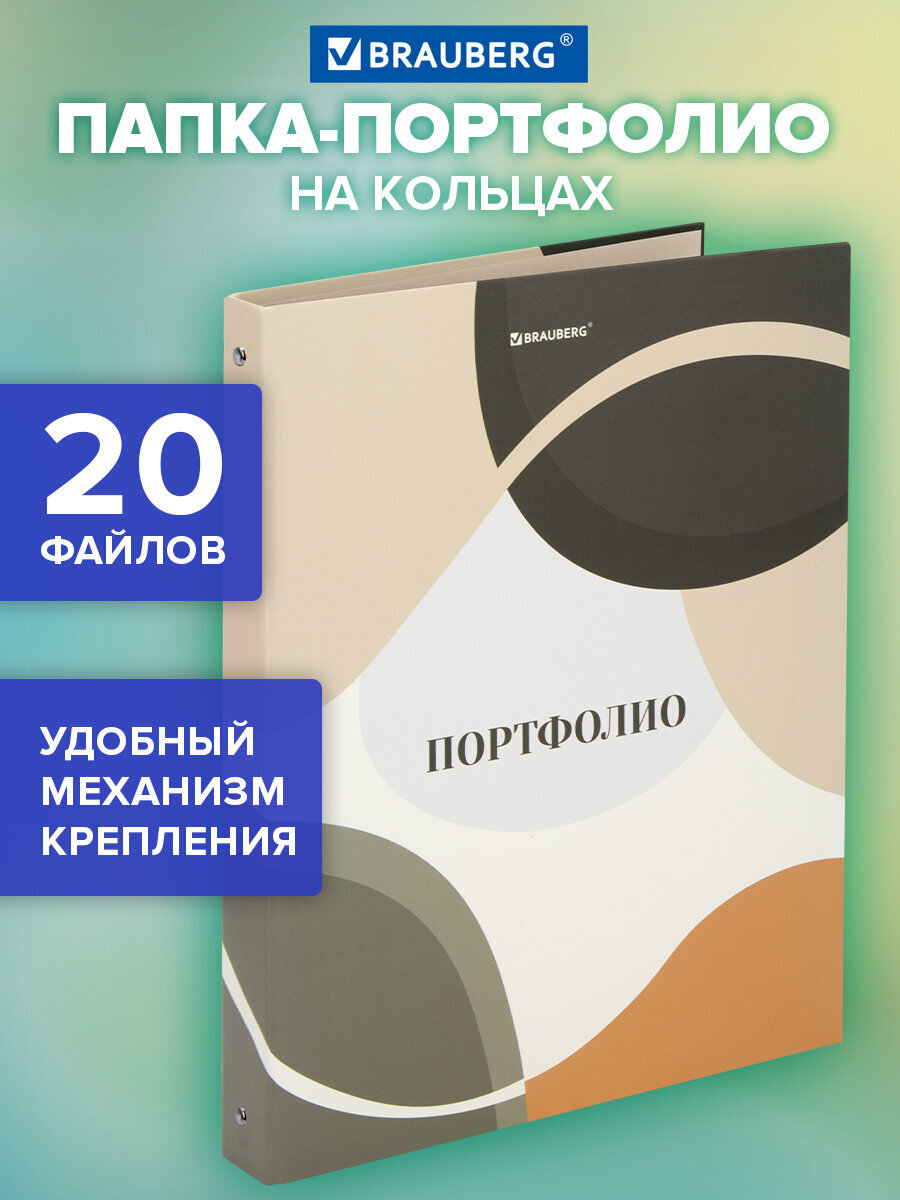 Портфолио школьника Brauberg папка А4 на кольцах 20 файлов для девочки и мальчика - фото 1