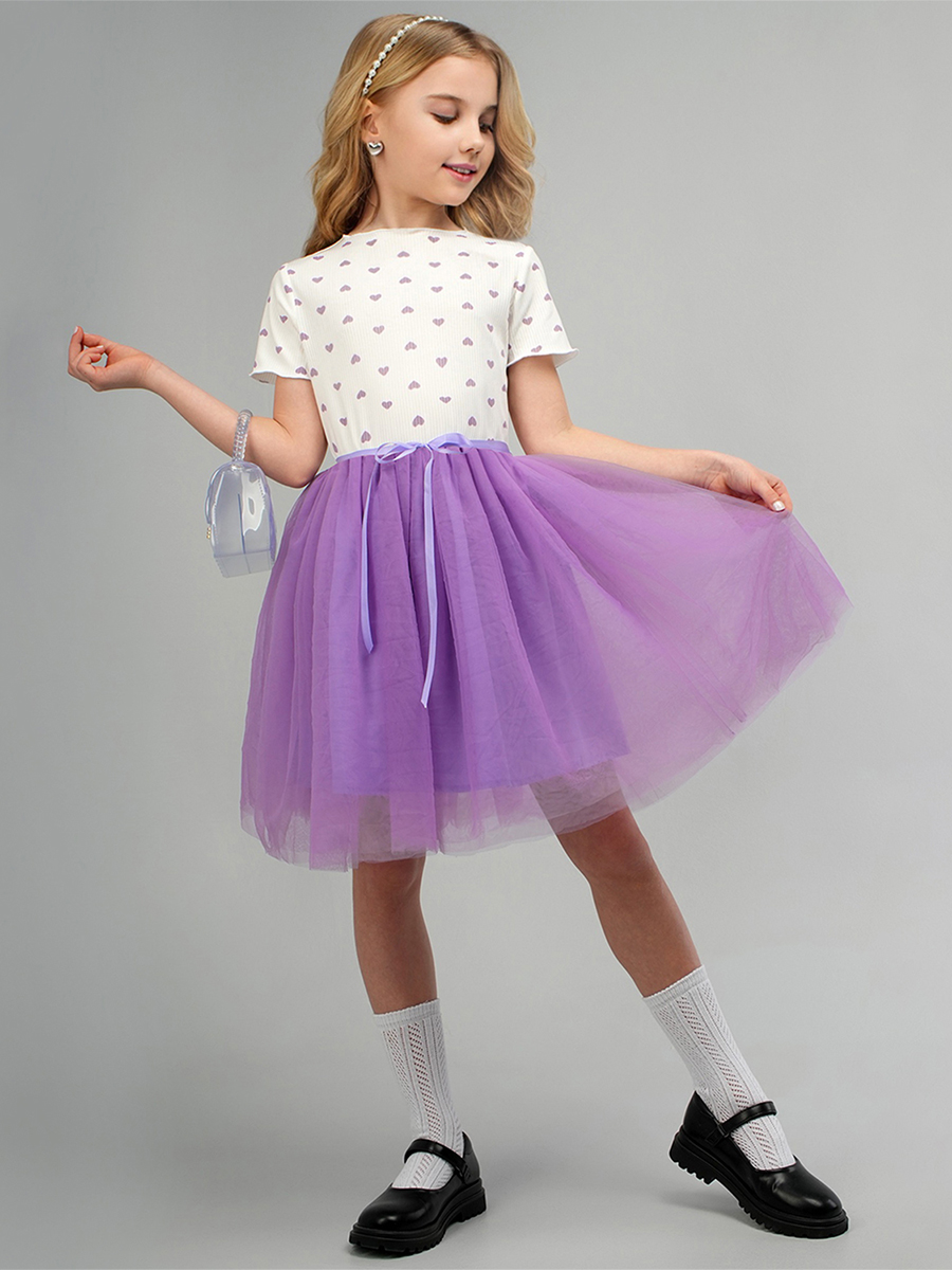 Платье HappyFox HFI3284белый.сиреневый - фото 7