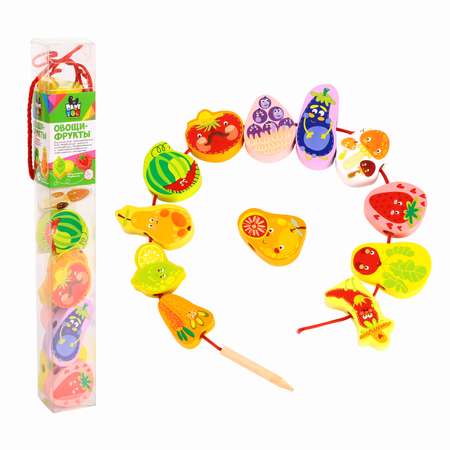 Игрушка Bondibon шнуровка Овощи Фрукты дерево 12 штук