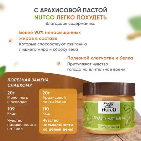 Арахисовая паста Nutco натуральная без сахара и добавок