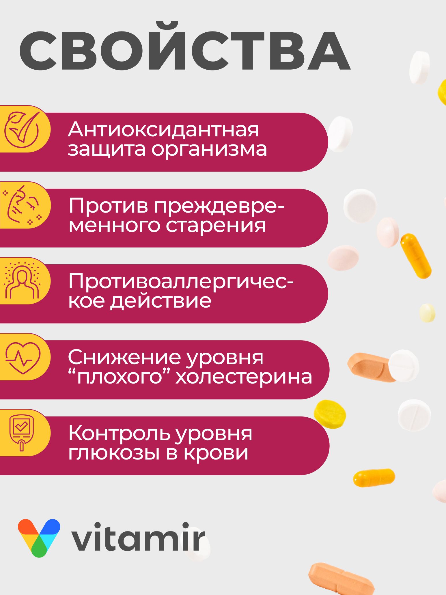 Ресвератрол 150 мг VITAMIR антиоксидант для сердца и сосудов 60 капсул - фото 2