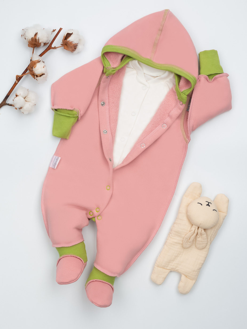 Комбинезон ТРИЯ 1127 футер 3-х нитка т розовый отд зеленая - фото 1