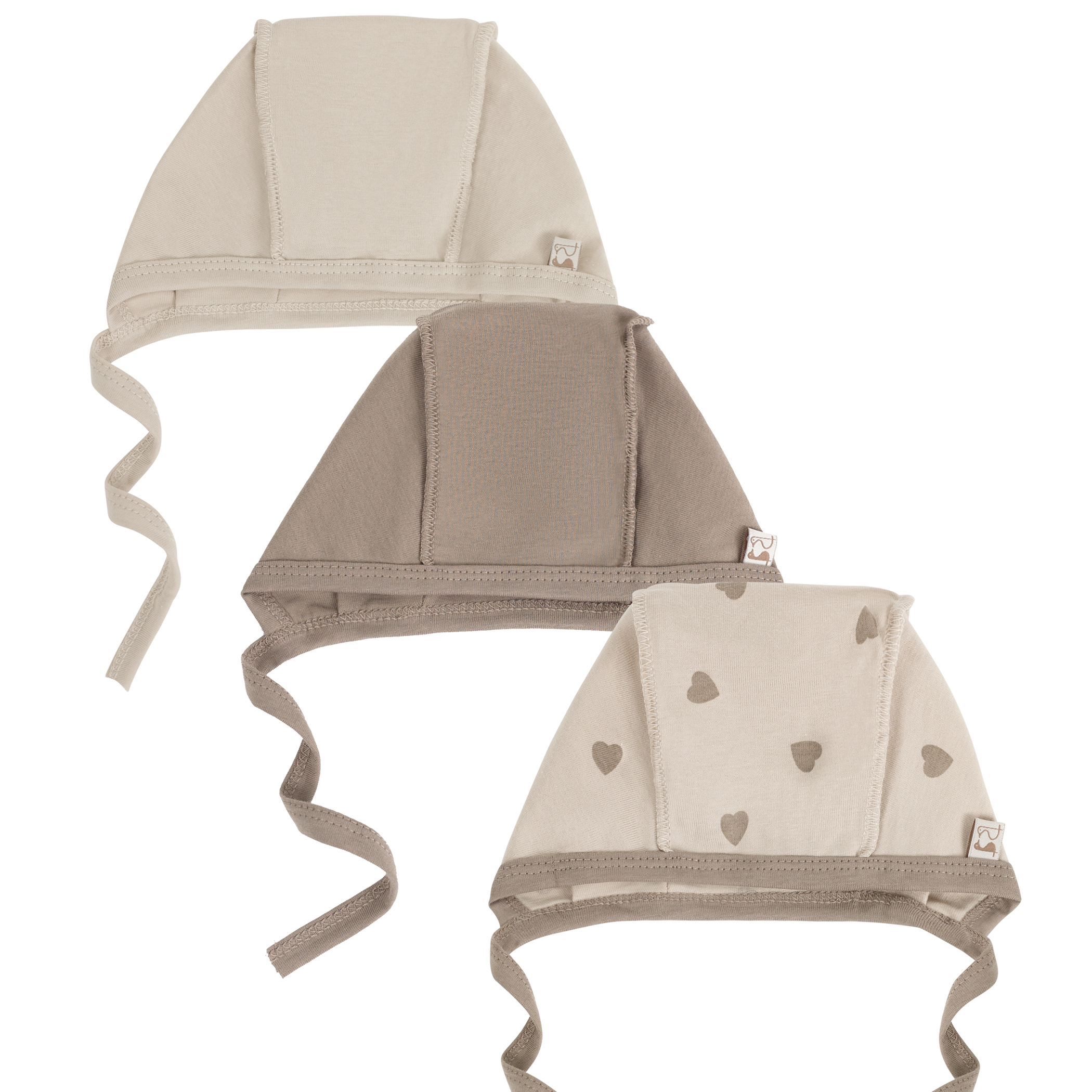 Чепчик 3 шт Фабрика Бамбук MU090001KNR/116MU/Шоколад сердечки - фото 1