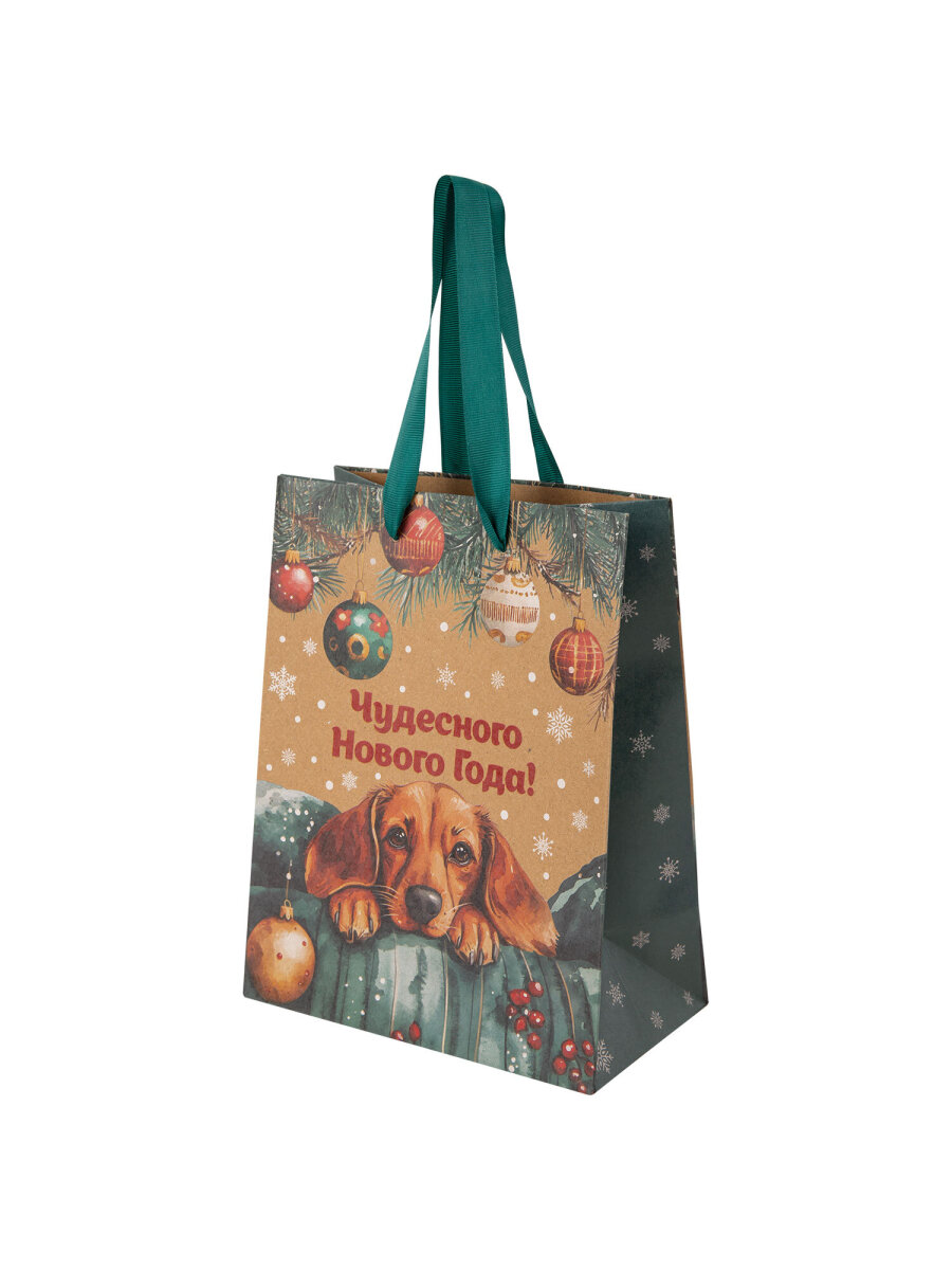 Пакет подарочный новогодний Золотая сказка пакетики для подарков и сладостей набор 4 штуки крафт - фото 6