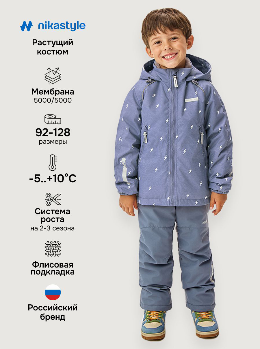 Куртка и полукомбинезон NIKASTYLE 7м0926 деним/серый - фото 2
