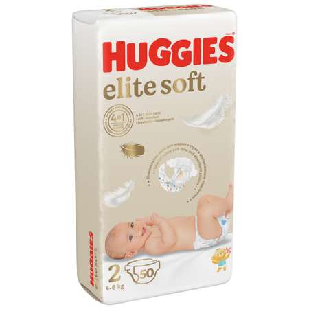 Подгузники Huggies Elite Soft для новорожденных 2 (4-6 кг) 50 шт.