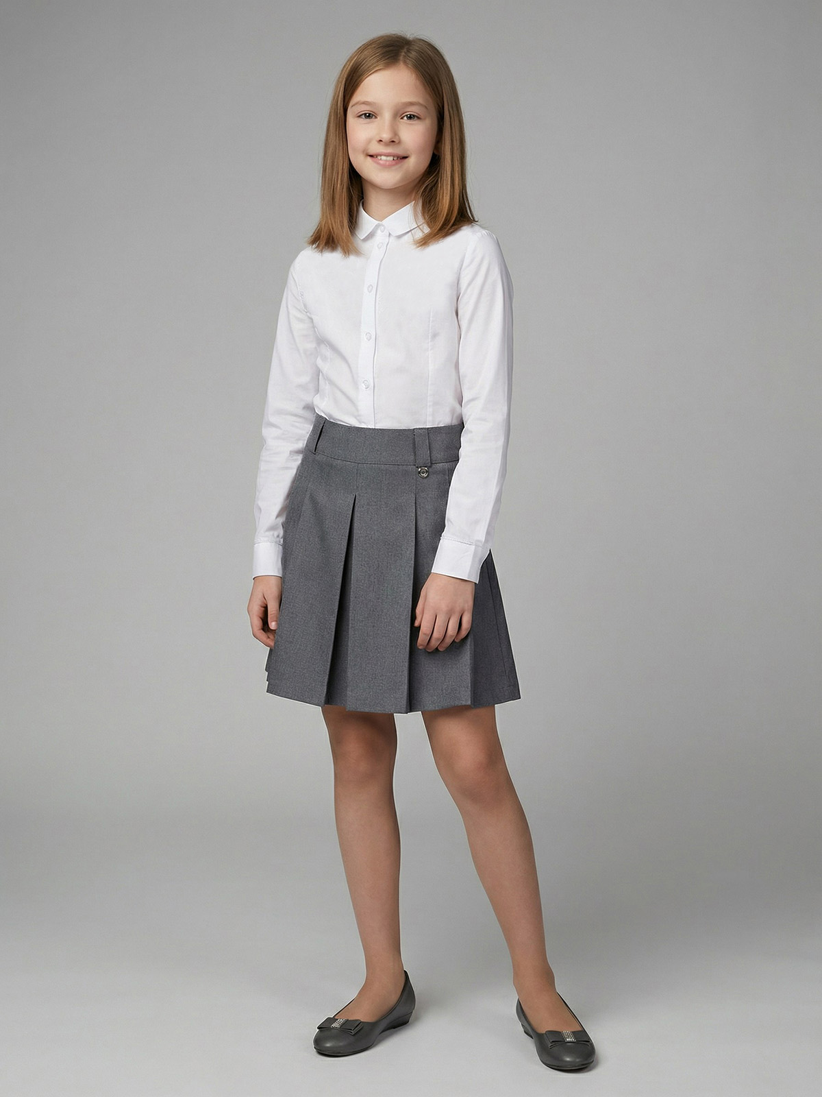 Изображение товара Юбка-шорты Sky Lake for girls школьного возраста серый модель 128