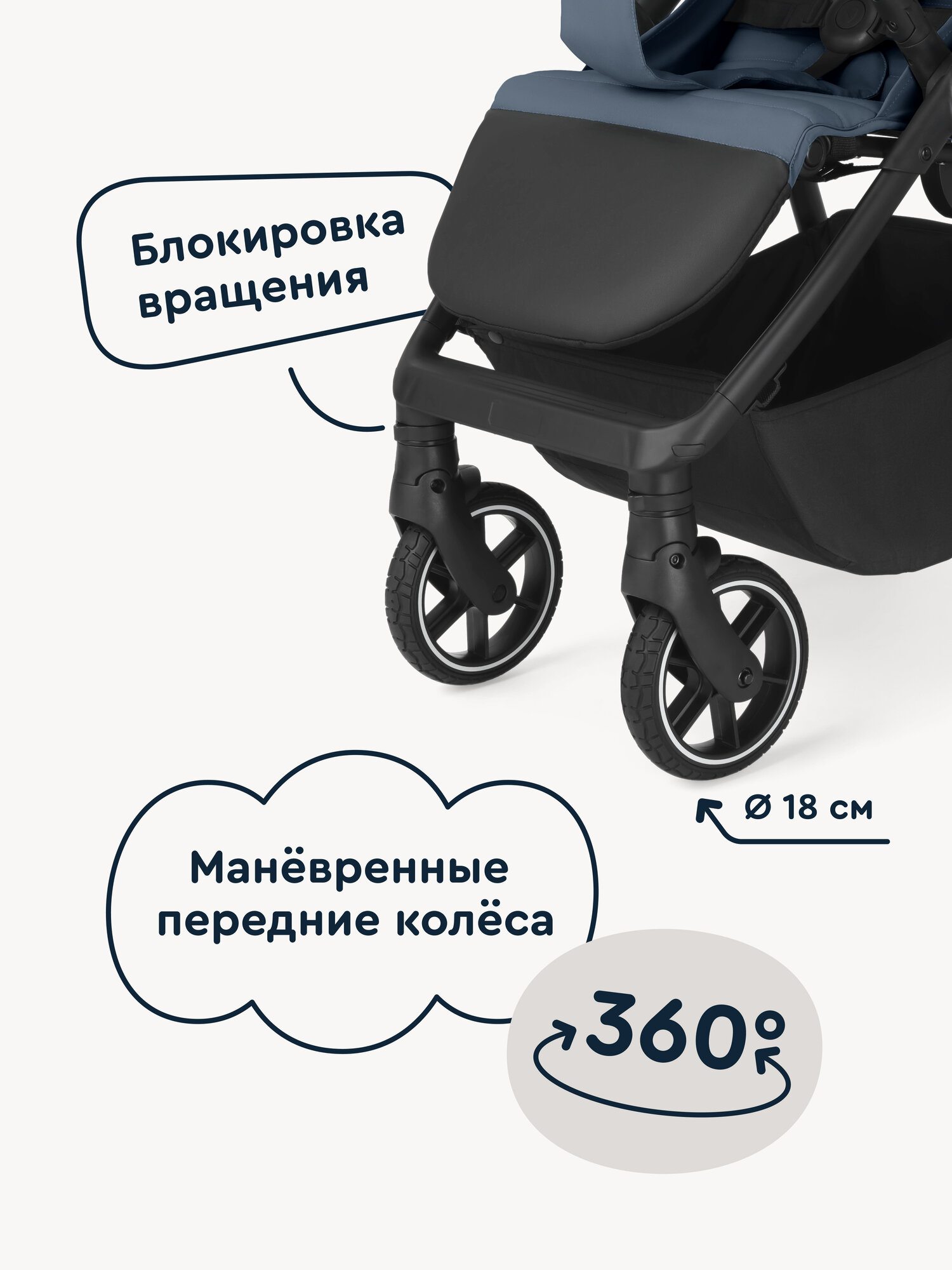 Коляска прогулочная Junion Fasti синий - фото 8