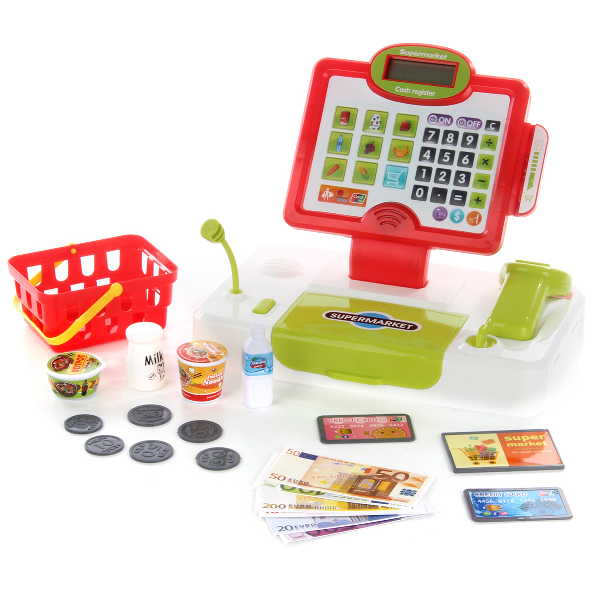 Игровой набор Veld Co тележки и корзинки, прилавок, касса, продукты - фото 2