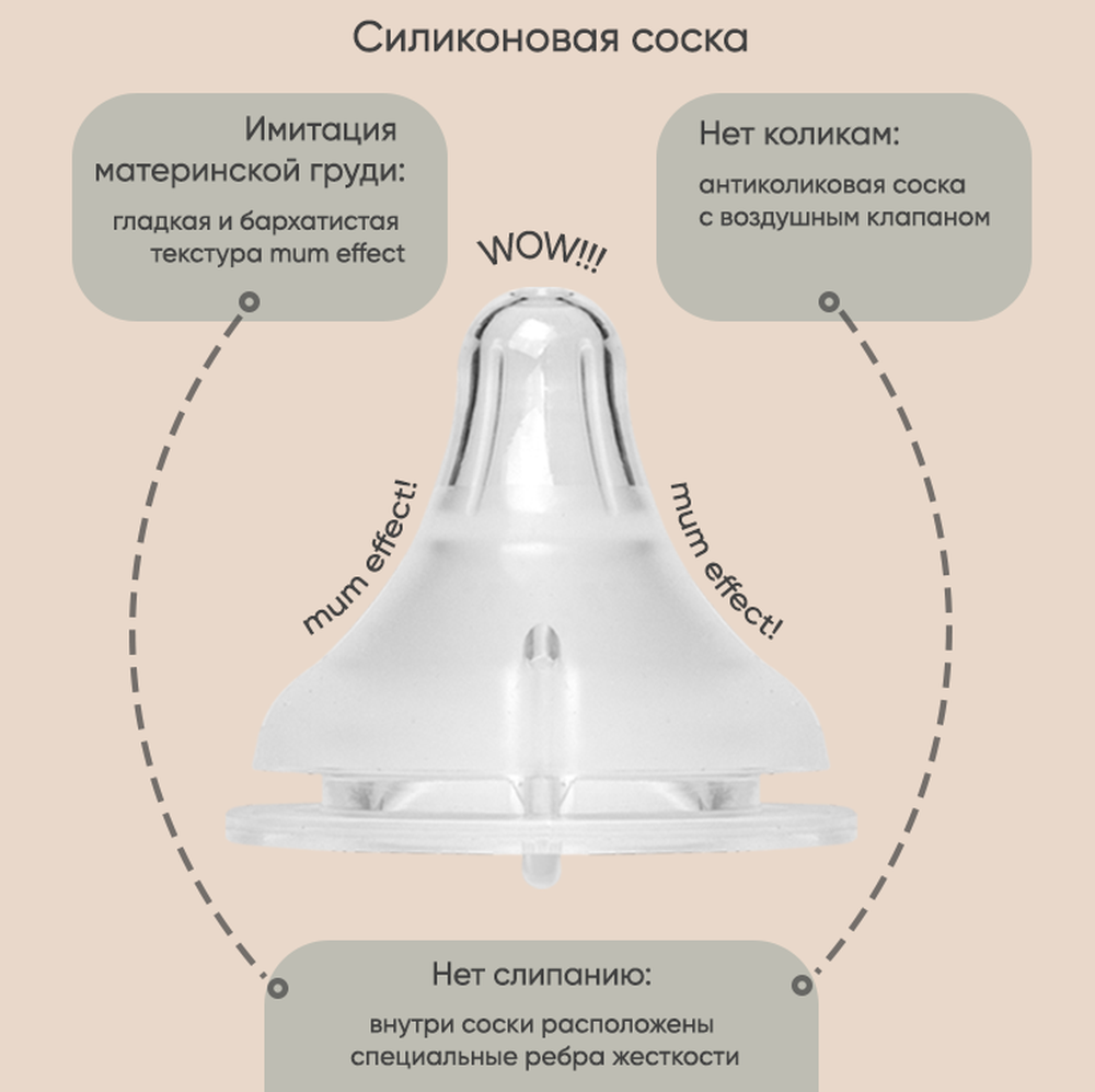 Соска Paomma Anti-Colic силикон M (средний поток) 2 шт. - фото 3