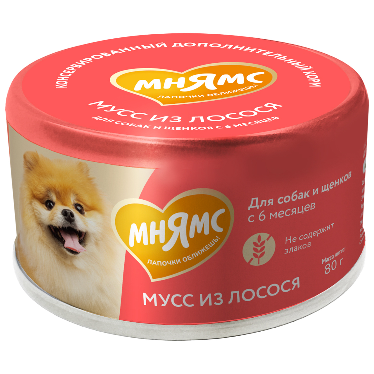 Корм для собак и щенков старше 6 месяцев Мнямс Мусс из лосося ж/б 80г - фото 1