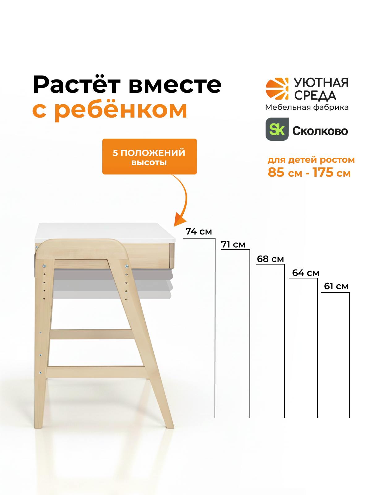 Письменный стол Уютная среда для школьника белый - фото 4