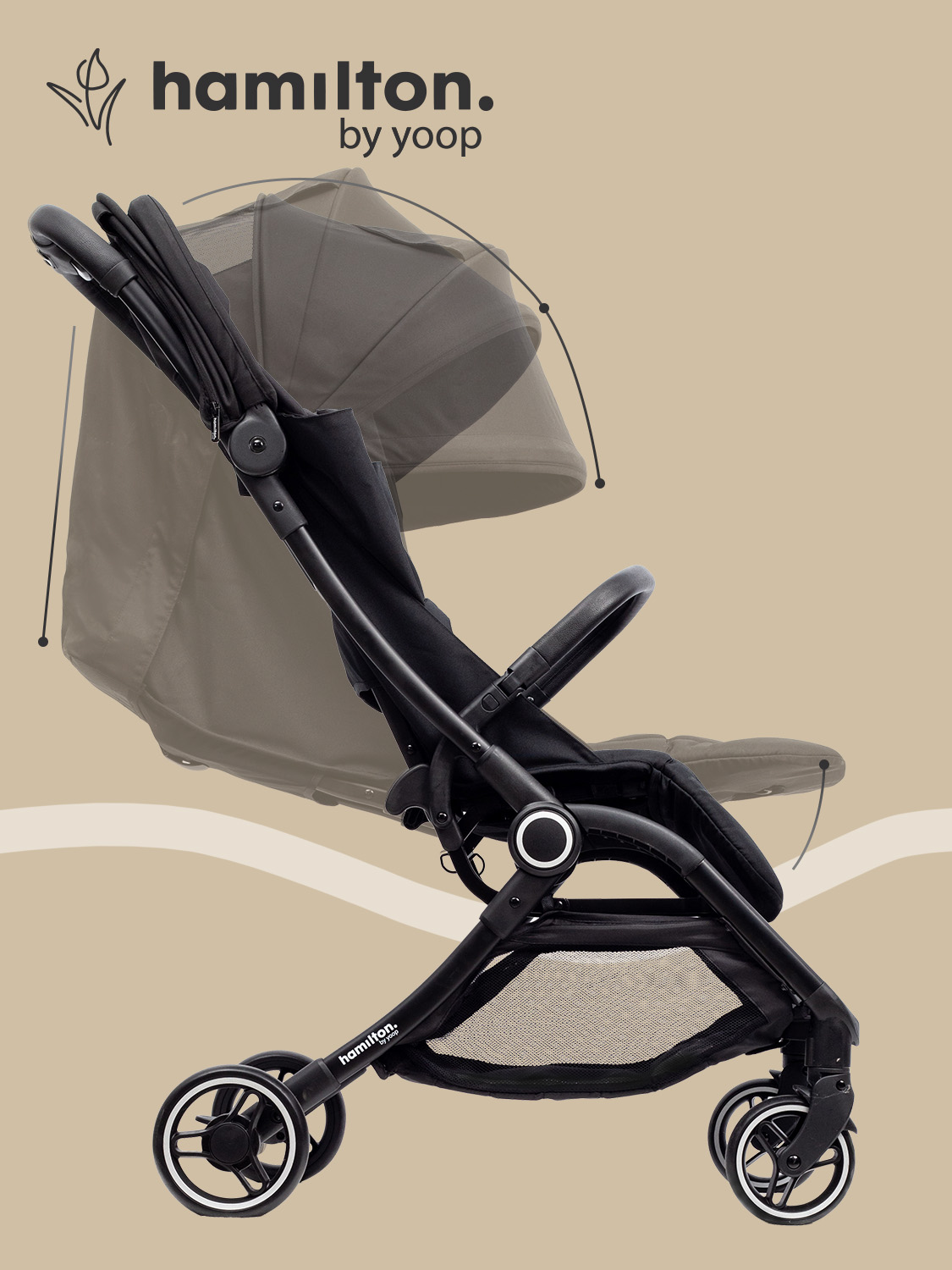 Коляска прогулочная Hamilton by Yoop S2 черный - фото 7