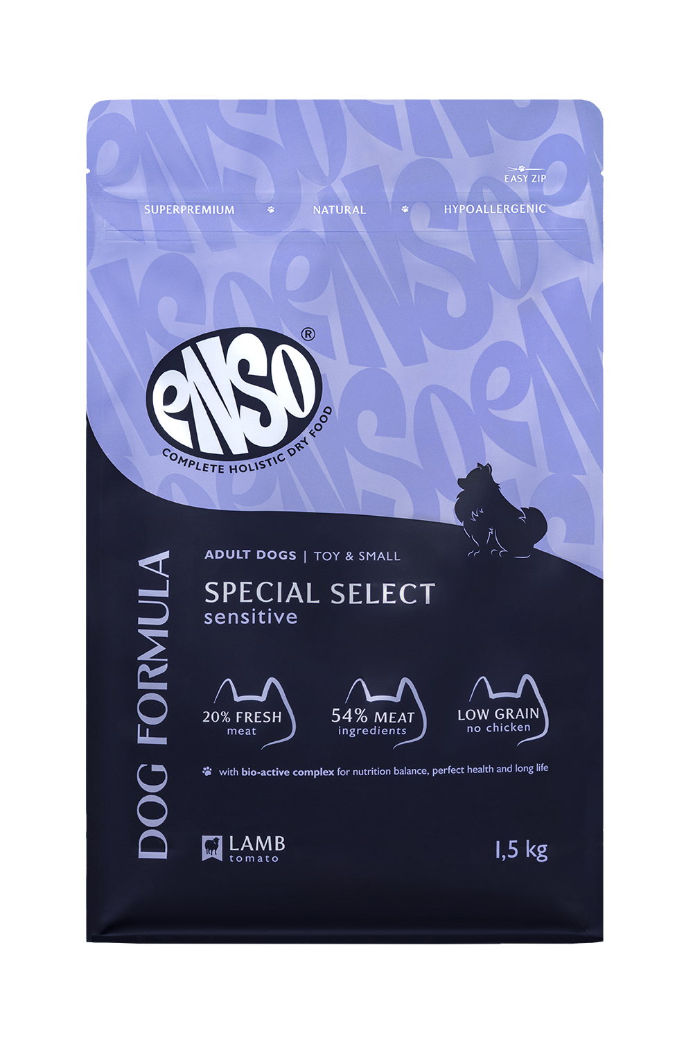 Корм сухой для взрослых собак ENSO Dog Special select мелких и миниатюрных пород с ягненком 1.5кг - фото 1