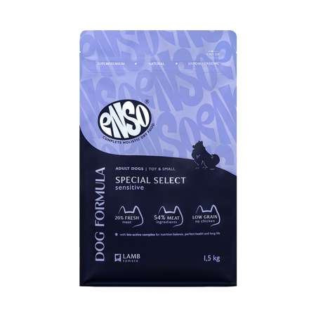 Корм сухой для взрослых собак ENSO Dog Special select мелких и миниатюрных пород с ягненком 1.5кг