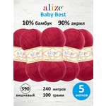 Пряжа для вязания Alize baby best бамбук акрил с эффектом антипиллинг 100 г 240 м 390 вишневый 5 мотков