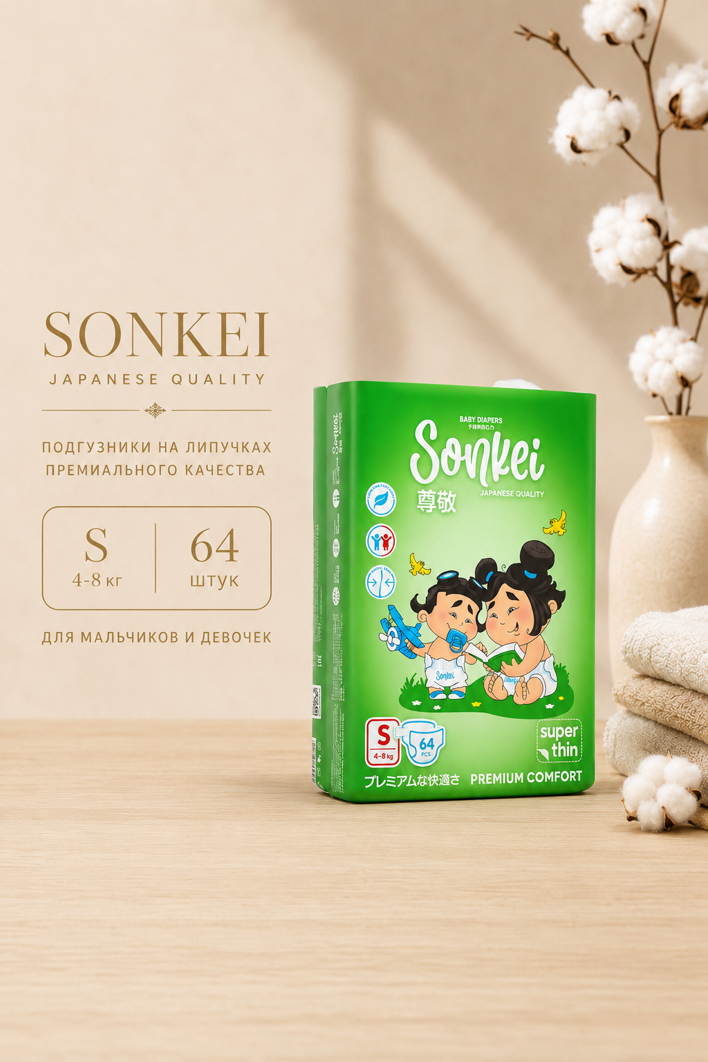 Подгузники Sonkei Classic S 64 шт. - фото 1