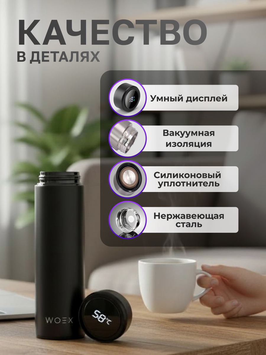 Термос WOEX С датчиком температуры - фото 3