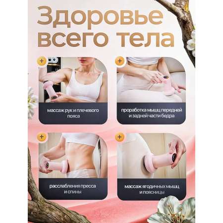 Массажер электрический антицеллюлитный CASTLELADY для похудения, массажер для тела и ног 5 насадок, лимфодренажный аппарат