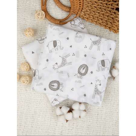 Пелёнка inlovery Мишки/зверята муслин 130x90 см 2 шт.