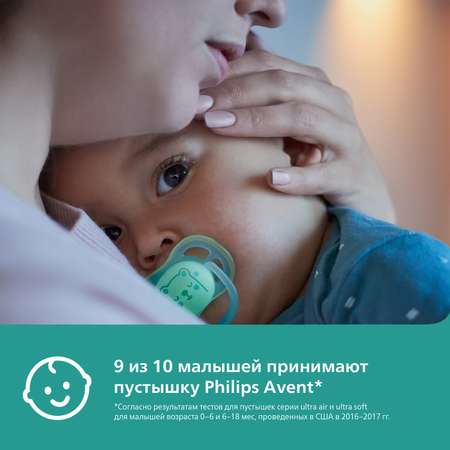Пустышка Philips Avent силикон ортодонтическая от 18 мес. 2 шт.