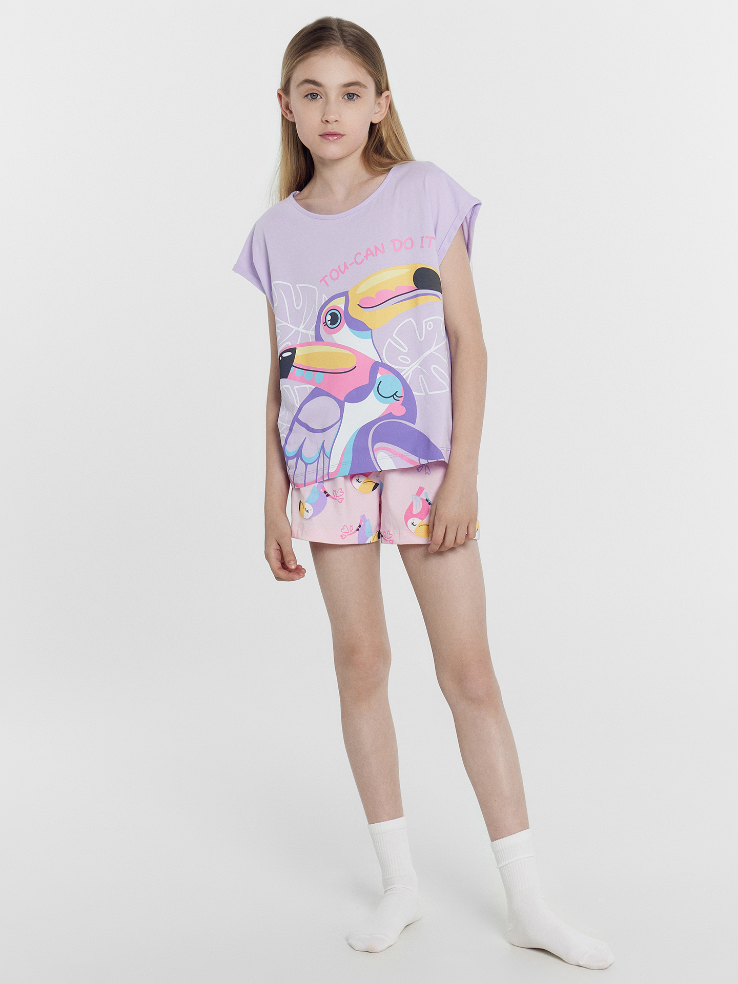 Пижама Mark Formelle (Марк Формэль) 567737/св.лиловый +птички на розовом - фото 1