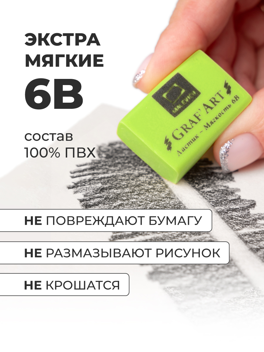 Ластик Малевичъ Зеленое яблоко 6 шт. - фото 4