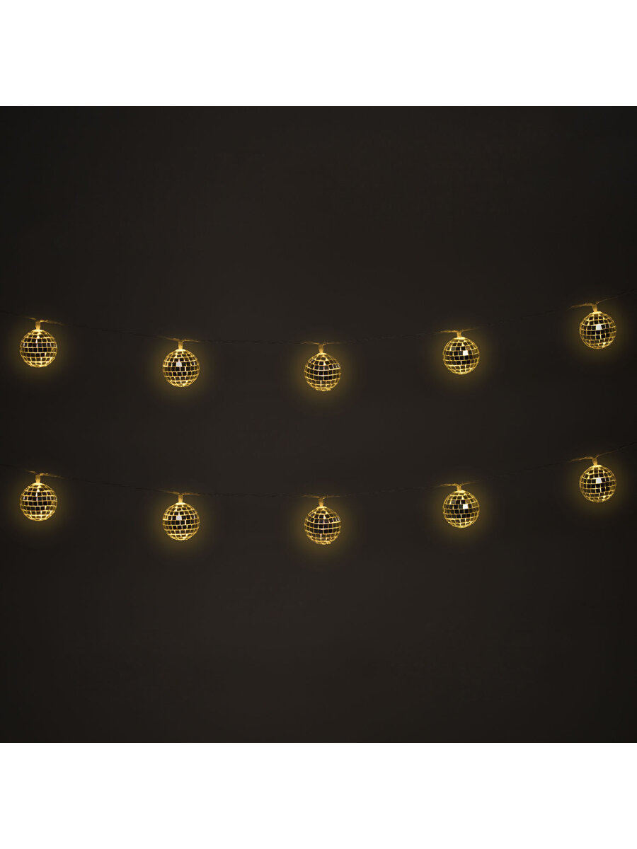 Гирлянда нить новогодняя Золотая сказка интерьерная для дома и на елку Диско-шар на батарейках светодиодная - фото 11
